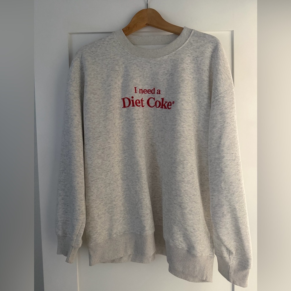 “I need a Diet Coke” Embroidered Grey Crewneck Sweatshirt